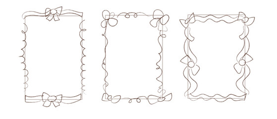 Hand drawn decorative bow borders for creative frames and artistic design