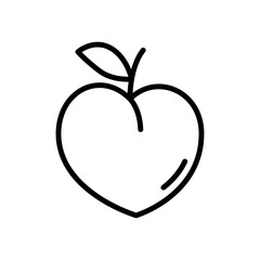 Peach icon Flat vector set outline