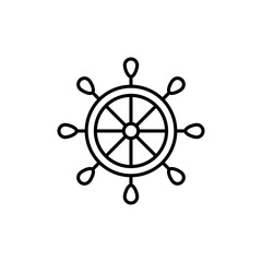 Ship steering wheel icon Flat vector set outline