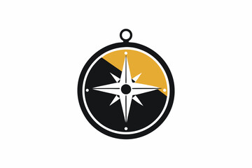 Compass and Map Silhouette on White Background Vector

