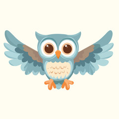 Cute cartoon Owl Bird With Wings vector illustration 
