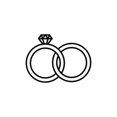 Wedding rings Icon Flat vector set outline