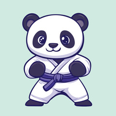 A cute cartoon panda wearing a white karate uniform vector illustration 