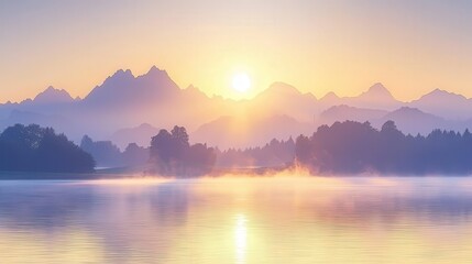 Scenic view of a tranquil lake surrounded by majestic mountains under a clear blue sky