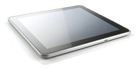 Silver Tablet Computer on White Background