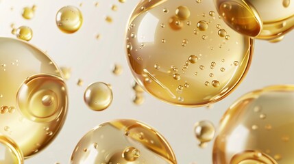 Luxurious Collagen Oil Balls 3D Golden Bubble Cosmetic Capsule