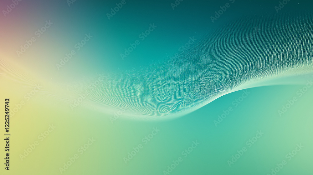 Poster Elegant abstract digital artwork featuring a smooth gradient color transition from dark green to light blue with a slightly grainy texture. The gradient flows diagonally from the top left to the botto