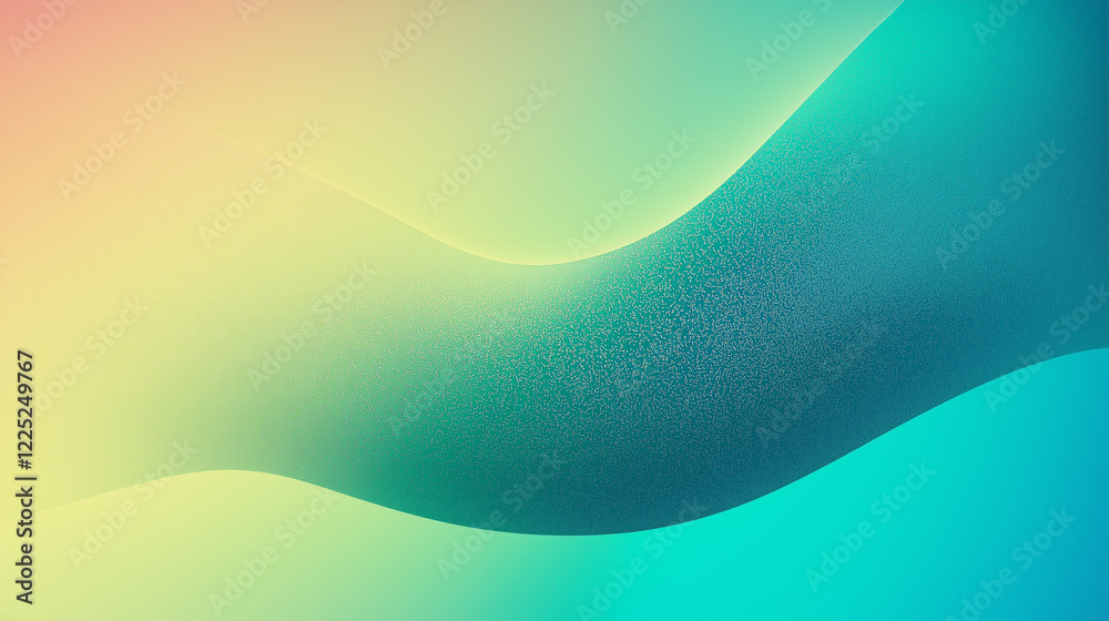 Poster Elegant abstract digital artwork featuring a smooth gradient color transition from dark green to light blue with a slightly grainy texture. The gradient flows diagonally from the top left to the botto