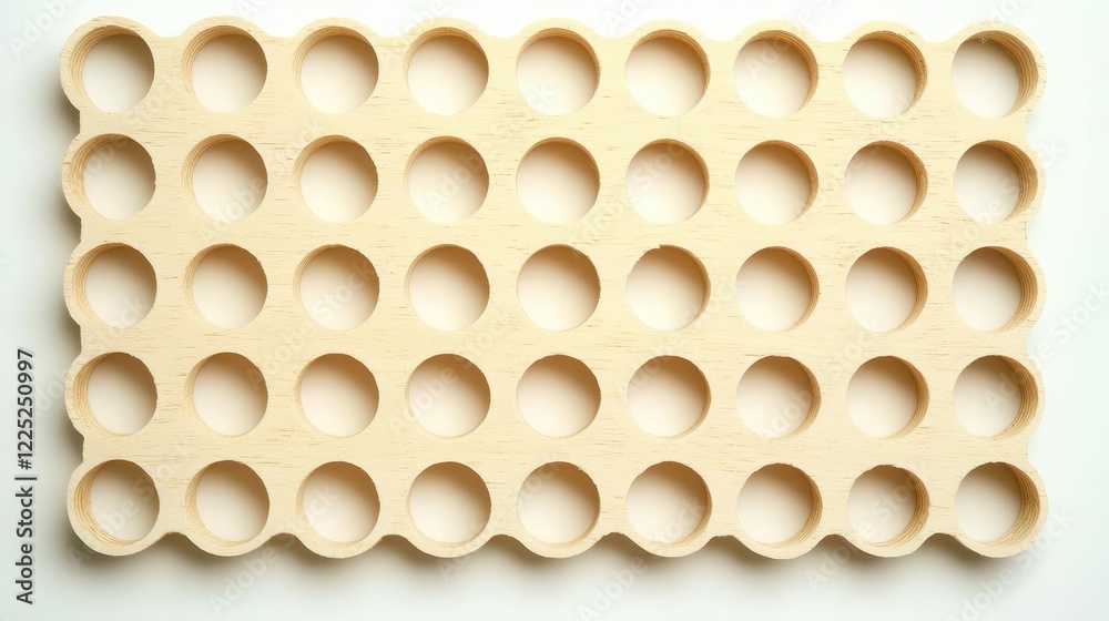 Poster neutral toned repeating circles on a wood panel in a symmetrical grid layout for versatile design ap