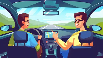 Professional Driving Instructor Teaches Confident Student in Car