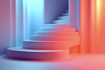 Minimalist spiral staircase with smooth edges in vibrant colors