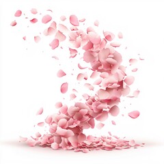Obraz premium Soft pink petals fall gracefully in a gentle cascade against a clean white background