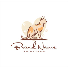 Simple Modern Line Art Lovely Cat Logo Design
