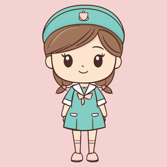 A female police officer wears a police uniform vector illustration