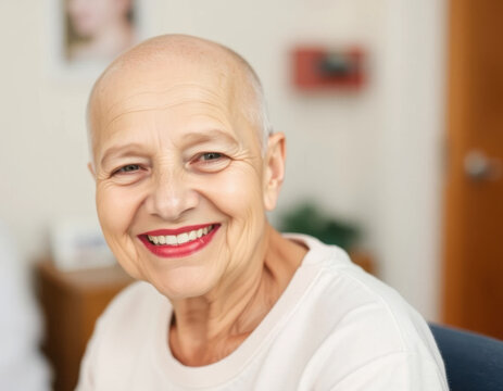 Una anciana calva que lucha contra el c&aacute;ncer

