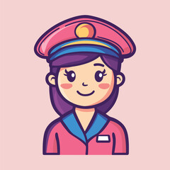 A female police officer wears a police uniform vector illustration