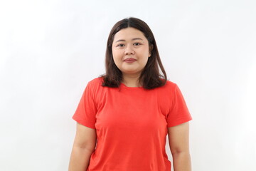 Fototapeta premium woman standing straight looking at camera while smiling