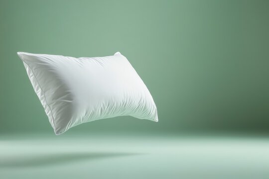 Un coussin rectangulaire blanc de taille king, flottant dans les airs sur un fond. L'&eacute;clairage du studio met en valeur sa texture douce et ses contours
