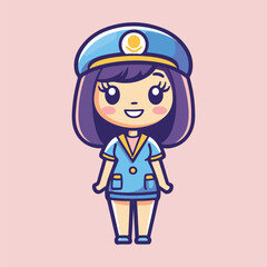 A female police officer wears a police uniform vector illustration