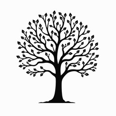 Fototapeta premium black tree silhouette, vector tree art, tree illustration, tree clipart, nature silhouette, tree design, tree vector graphic, minimal tree art, black tree vector, tree cutout, nature vector, woodland 