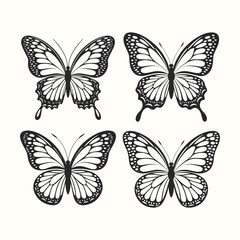Obraz premium butterfly silhouette set. butterfly vector illustration. butterfly isolated vector on white background
