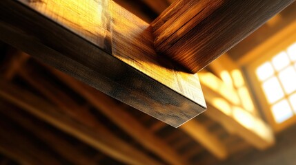 A bright, open interior of a wooden structure under construction,