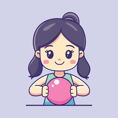 Cute little girl lifting a barbell vector illustration