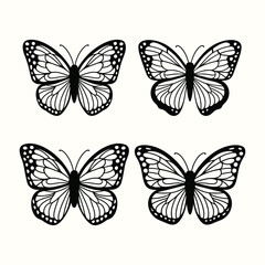 Obraz premium butterfly silhouette set. butterfly vector illustration. butterfly isolated vector on white background