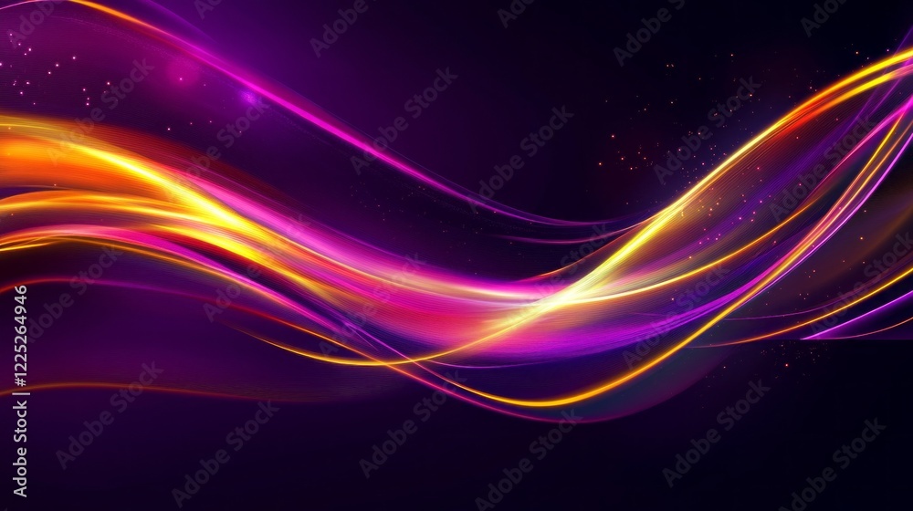 Poster vibrant hues of purple and yellow twist and turn across a cosmic expanse, creating an ethereal backd