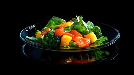 A vibrant salad bowl filled with a variety of fresh greens,