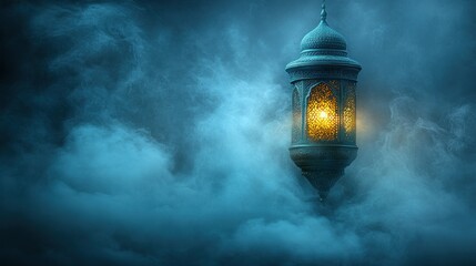 Mystical Ramadan Lantern in a Blue Haze