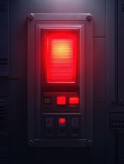 Obraz premium Red Alert: A Glowing Warning Light on a Control Panel, symbolizing danger, urgency, attention, notification, and technology.