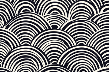 Abstract pattern of overlapping curved lines creating a wave-like design in monochrome tones