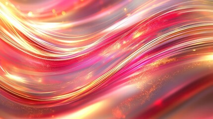 Obraz premium Flowing light trails in shades of red, pink, and gold, curving and intertwining