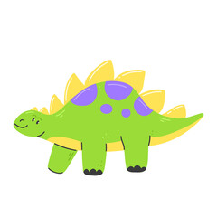 Cute green Stegosaurus character isolated on a white background.