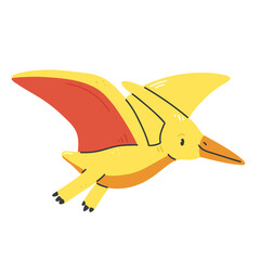 Cute yellow Pterodactyl character isolated on a white background. © Ekaterina Chemakina
