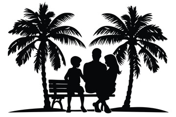 Lovely retired elderly couple sitting on bench on the beach