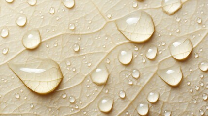 A leaf with water droplets resting on its surface