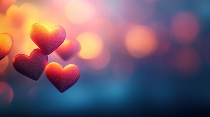 Warm Glittering Hearts Background with Text Overlay, Love and Romance for Background Design.