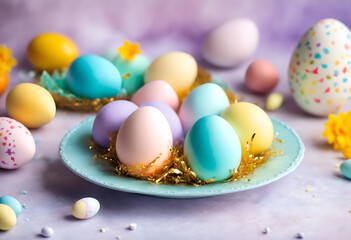 Obraz premium Easter pastel colorful eggs