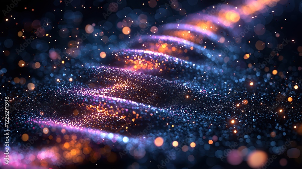 Aufkleber glowing particles ripple and flow mesmerizing display of light and color