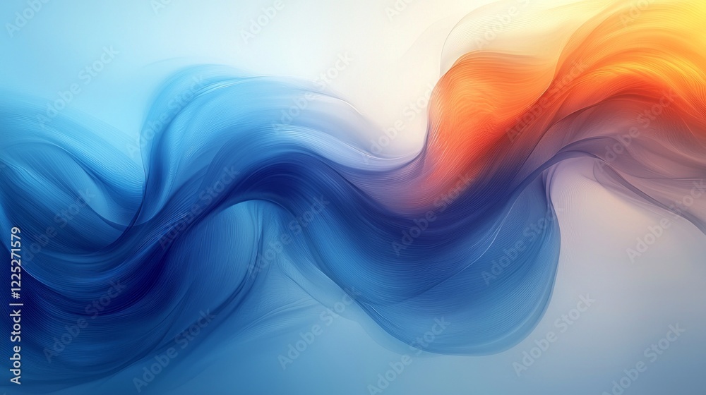 Poster blue ribbons of water flow gracefully against a backdrop of soft hues, crafting a serene atmosphere.