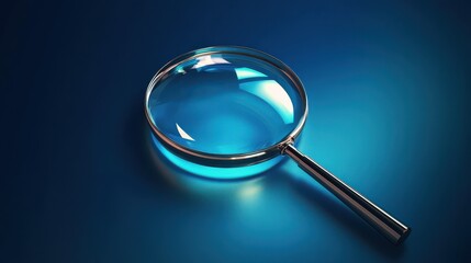 a visual concept of recruitment with a magnifying glass searching for people against a blue background, symbolizing the process of talent acquisition and workforce exploration