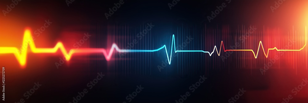 Poster abstract visualization of dynamic heartbeat vibrant energy and rhythmic pulses of life