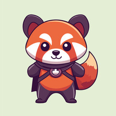 Red Panda Super Hero Cute Creative Kawaii vector illustration