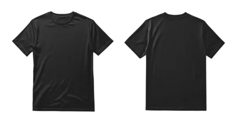 Mockup of t-shirt designs, male black tshirt template, front and back view, mock-up isolated on transparent background, png © Delphotostock