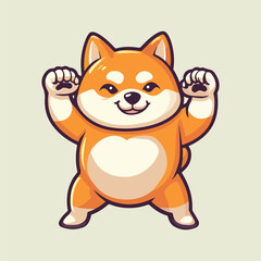 cartoon cute shiba inu dog bodybuilder showing off his strong vector illustration