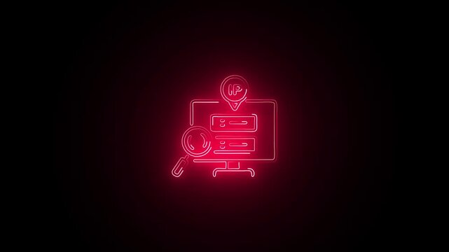 Glowing neon Ip Adress free icon isolated on black background. HD Video motion graphic animation