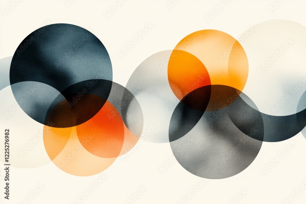 Poster A minimalist illustration of two interlocking circles, symbolizing connection and association, with clean lines and soft gradient colors