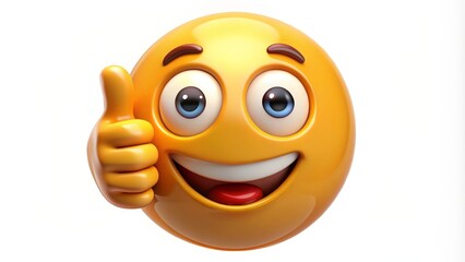 3D Render of Happy Emoji with Thumbs Up